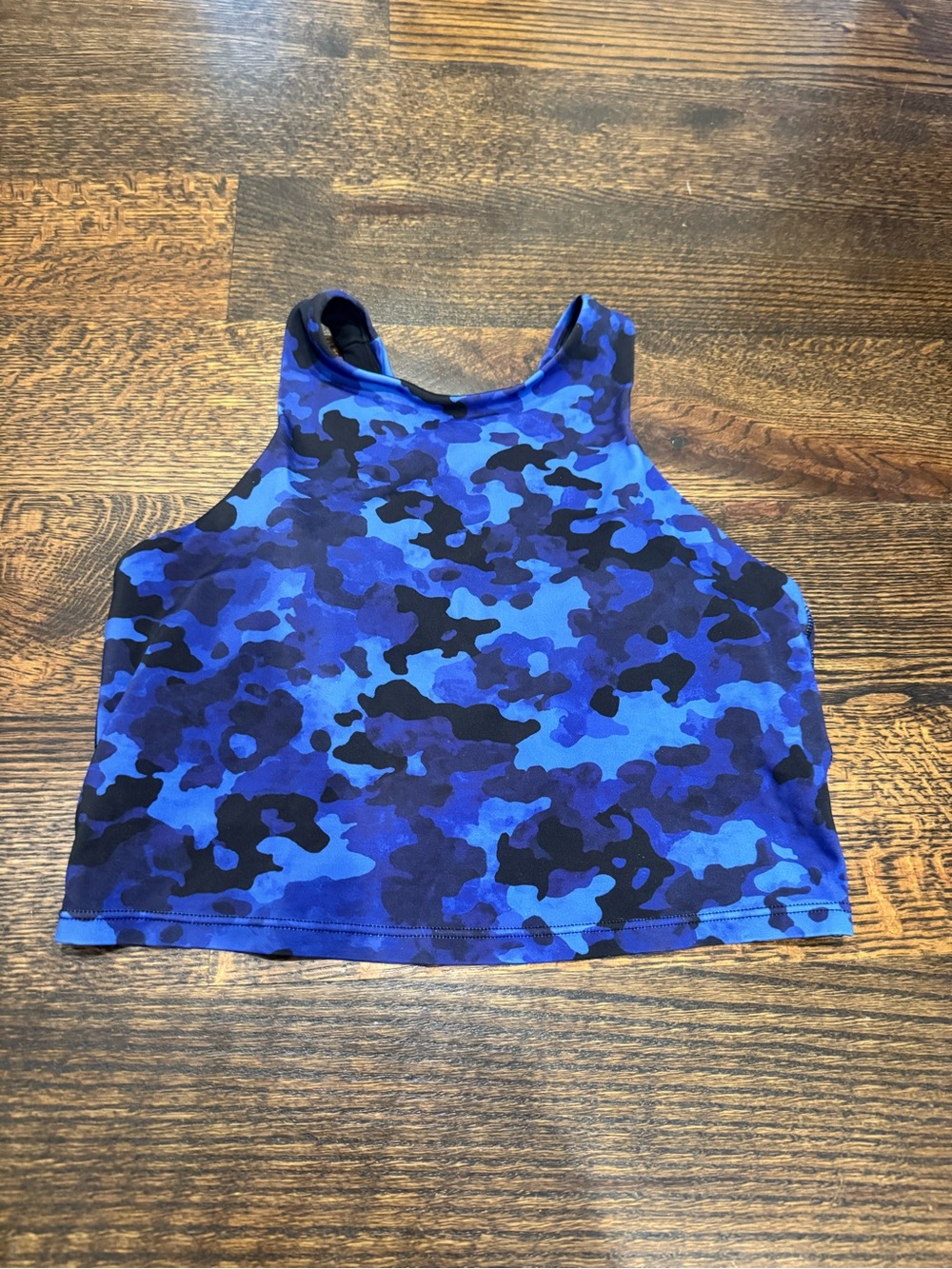 Athleta Blue Camo High-Neck Swim Crop Top women’s size Medium